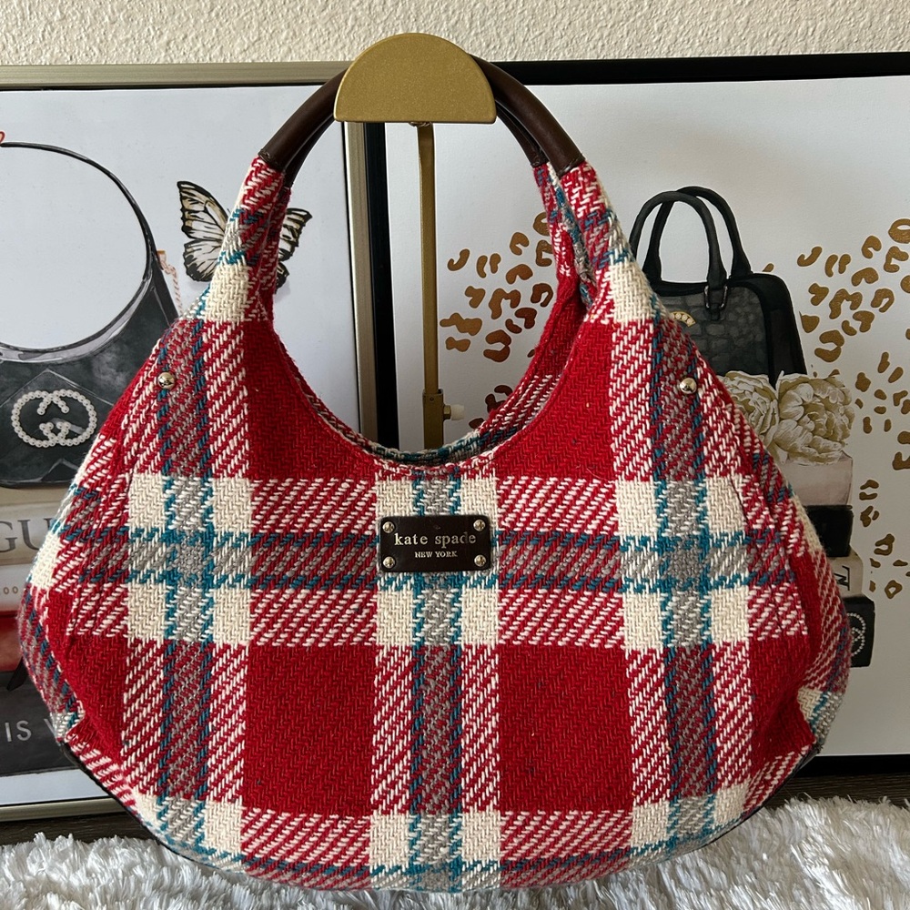 Kate Spade Red Plaid Shoulder Bag